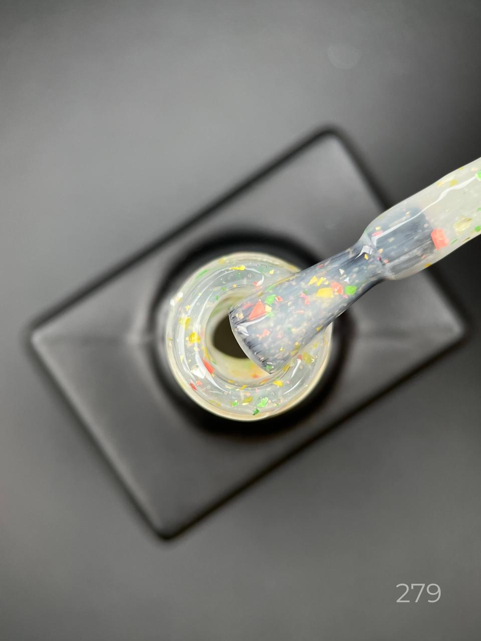 Цветная база Potal yugurt base Дизайнер с поталью/хлопья Юки для маникюра и педикюра 9 мл 279