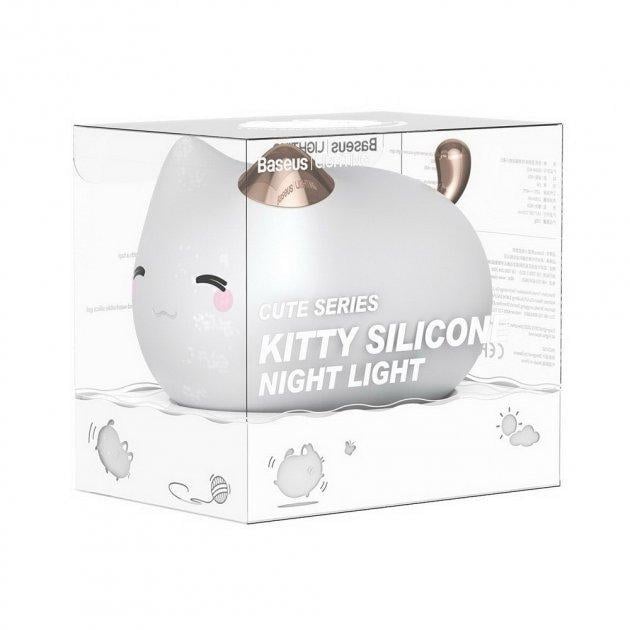 Світильник-нічник силіконовий Baseus Cute Series Kitty Silicone Night Light DGAM-A02 White - фото 4