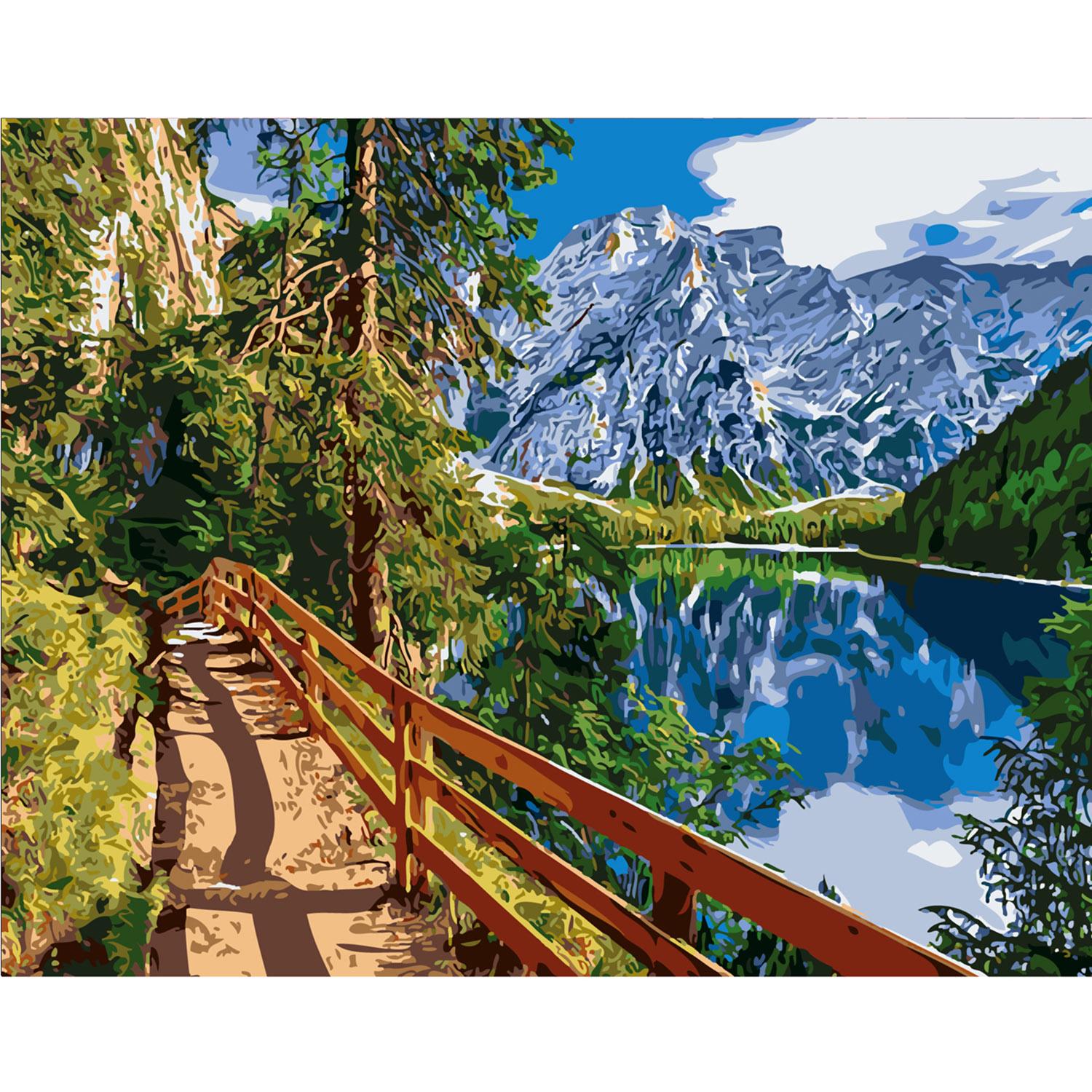 Картина по номерам Strateg Тропа на протяжении горного озера 40х50 см (SY6207)