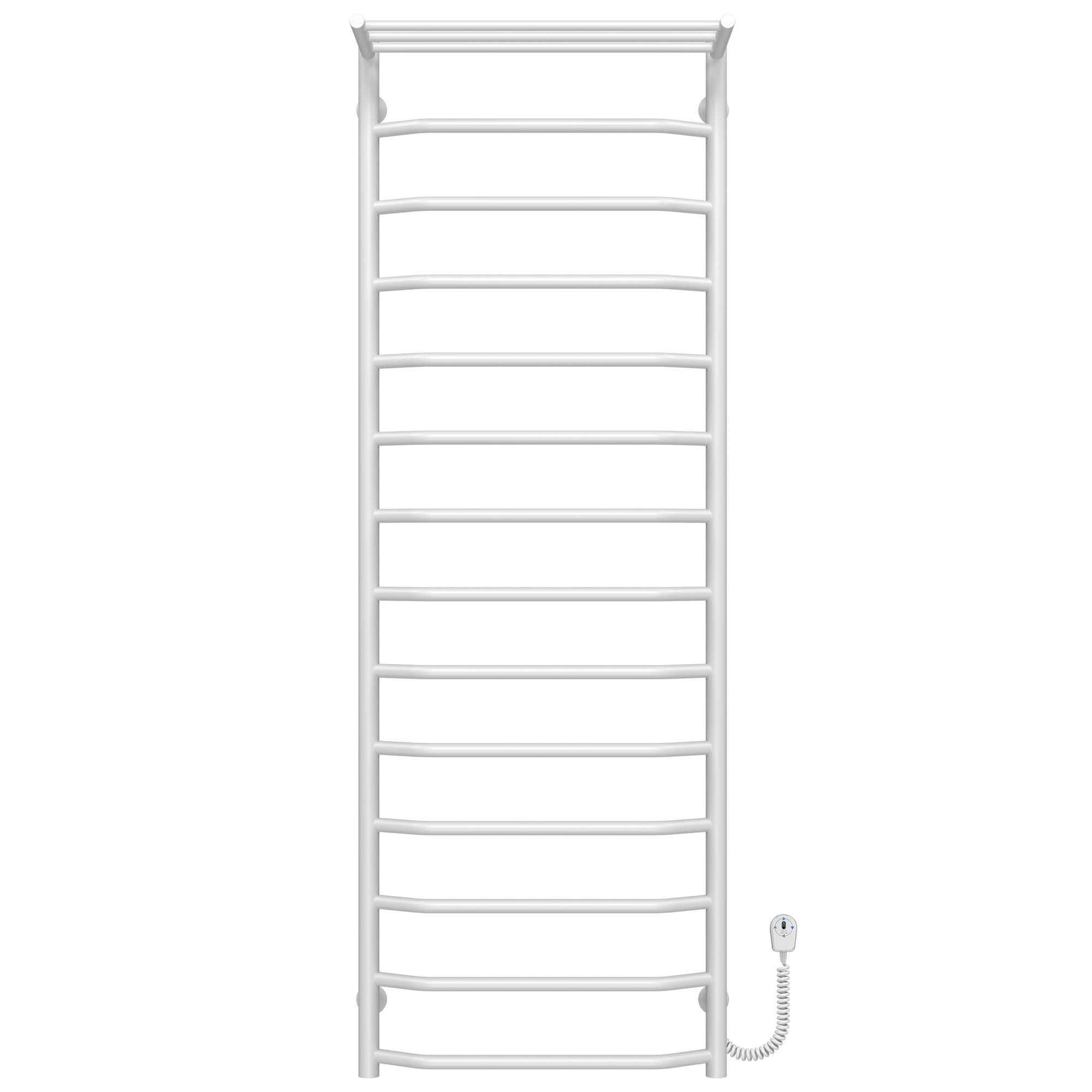 Полотенцесушитель электрический с полкой Deffi Трапеция П15 EF16 правое подключение нержавеющая сталь 500х1500 мм Белый (C.TP.150.50.15.EWR5)