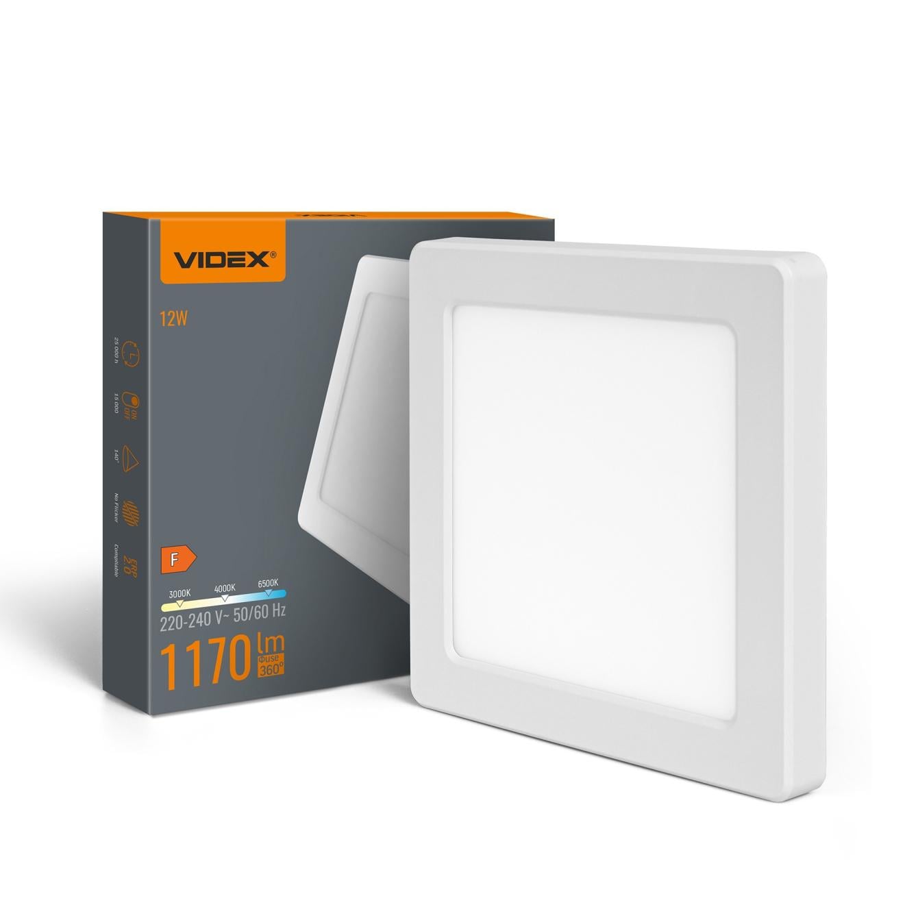 Світильник LED квадратний Videx DL6S 12W 3000/400/6500K White (28760)