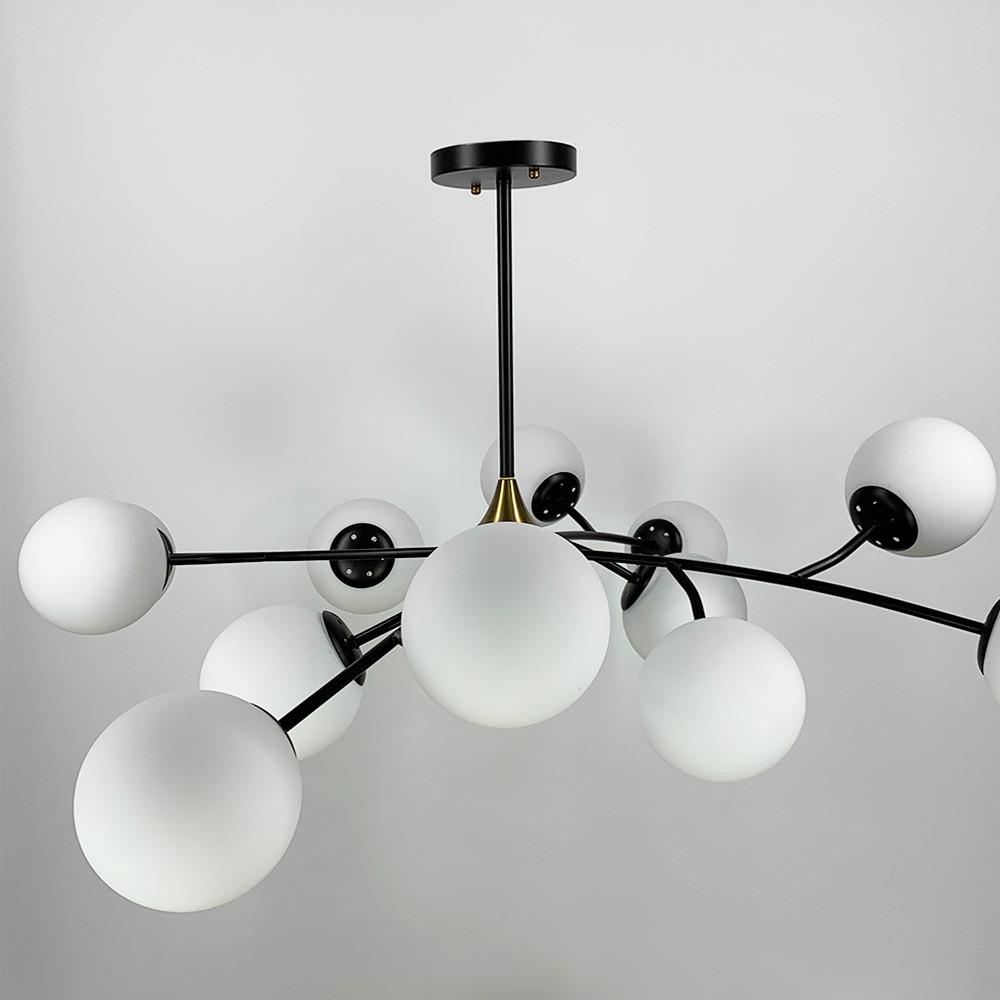 Люстра із поворотними гілочками на 12 білих плафонів Чорний (K 21/12 BK+WT new) - фото 4 Люстра із поворотними гілочками на 12 білих плафонів Чорний (K 21/12 BK+WT new) - фото 4