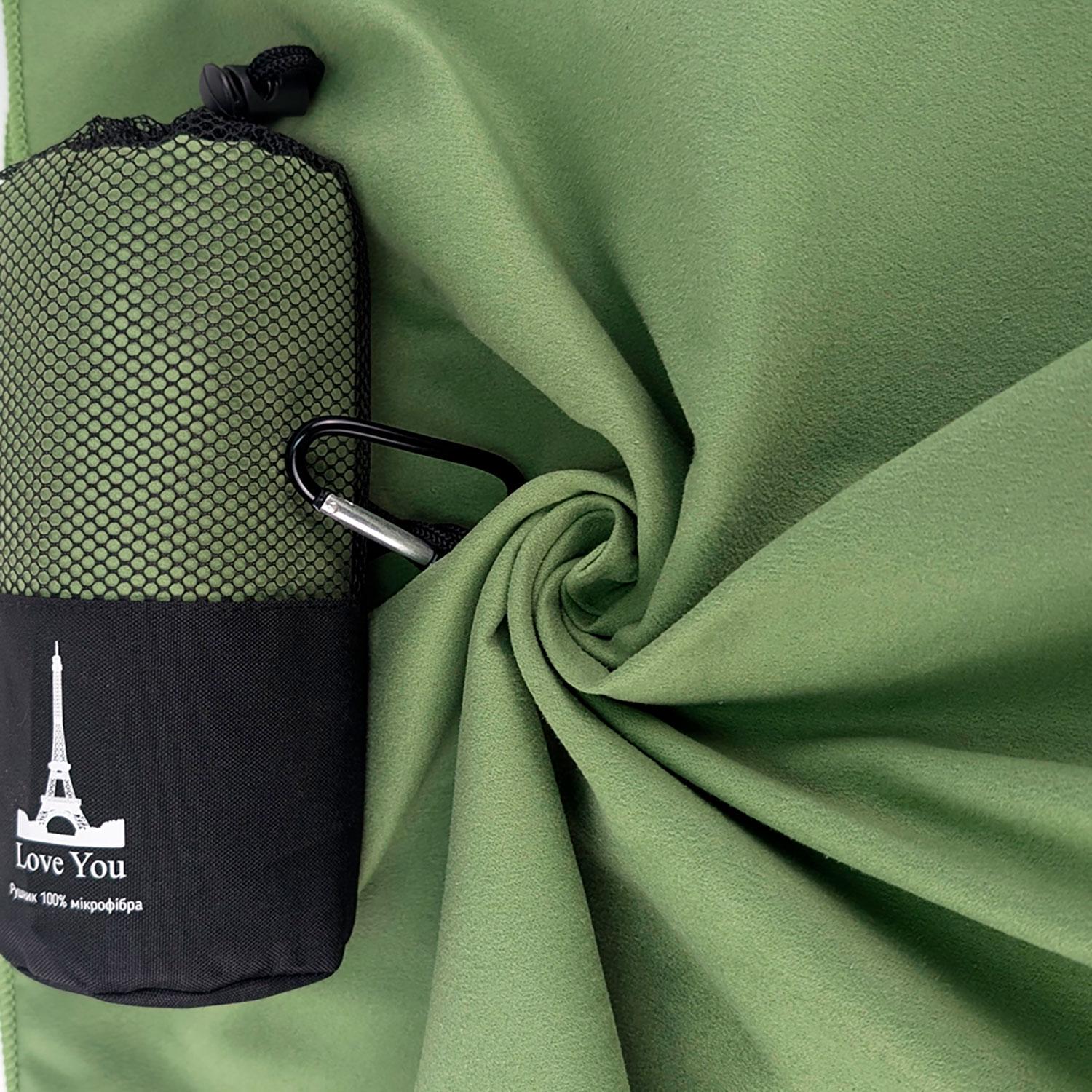 Рушник з мікрофібри спортивний з чохлом Love You 80х180 см Зелений (60149) - фото 2 Рушник з мікрофібри спортивний з чохлом Love You 80х180 см Зелений (60149) - фото 2