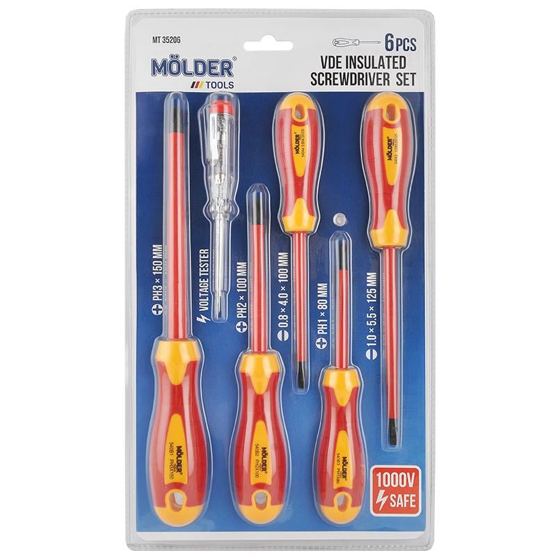 Набор отверток диэлектрических Molder VDE 1000 В MT35206 6 шт.