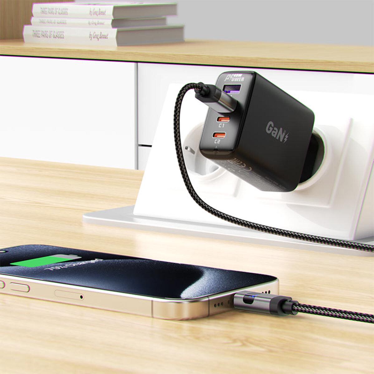 Кабель Acefast USB-A to USB-C C15-04 нейлоновая оплетка 66W с цифровым дисплеем 1,2 м Черный (612455) - фото 6 Кабель Acefast USB-A to USB-C C15-04 нейлоновая оплетка 66W с цифровым дисплеем 1,2 м Черный (612455) - фото 6