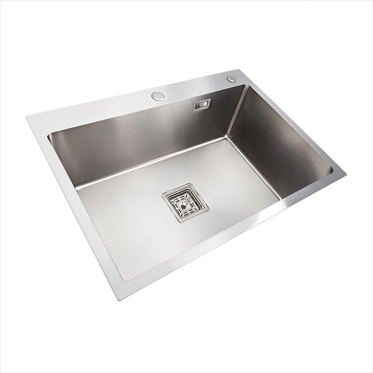 Мойка кухонная Platinum Handmade HSB с квадратным сифоном 3,0/1,0 70x50 см (7050)