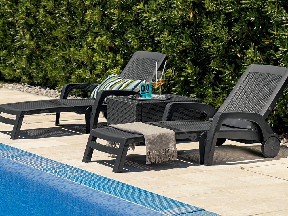 Шезлонг-лежак Bica Miami розкладний на колесах 190х70х46 см Графіт (CNT00012550) - фото 2 Шезлонг-лежак Bica Miami розкладний на колесах 190х70х46 см Графіт (CNT00012550) - фото 2