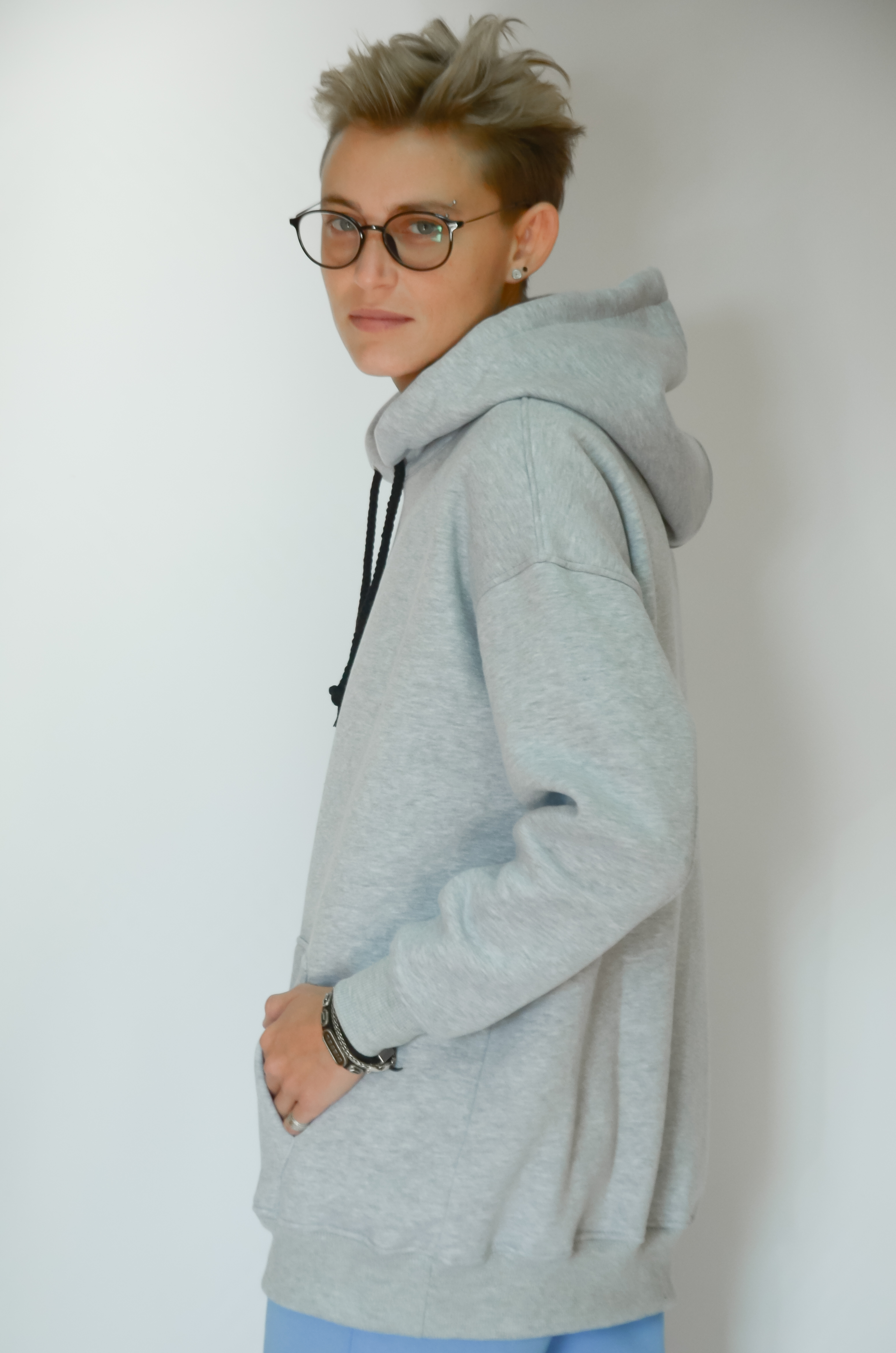 Худи женское оверсайз теплое на флисе Ballet Grace M-L Cветло-серый (0672) - фото 3