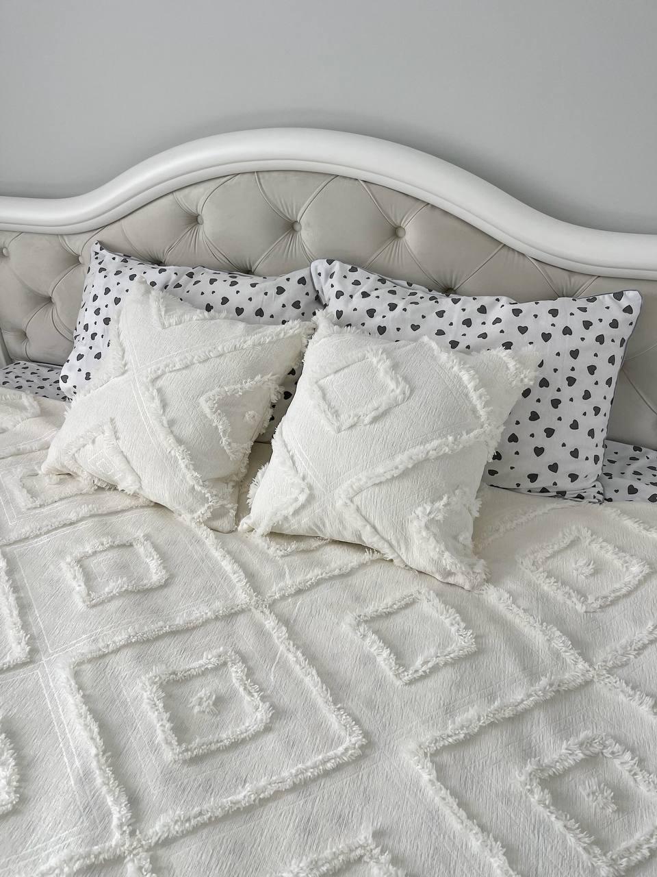 Покривало у скандинавському стилі 260х240 см Білий - фото 2