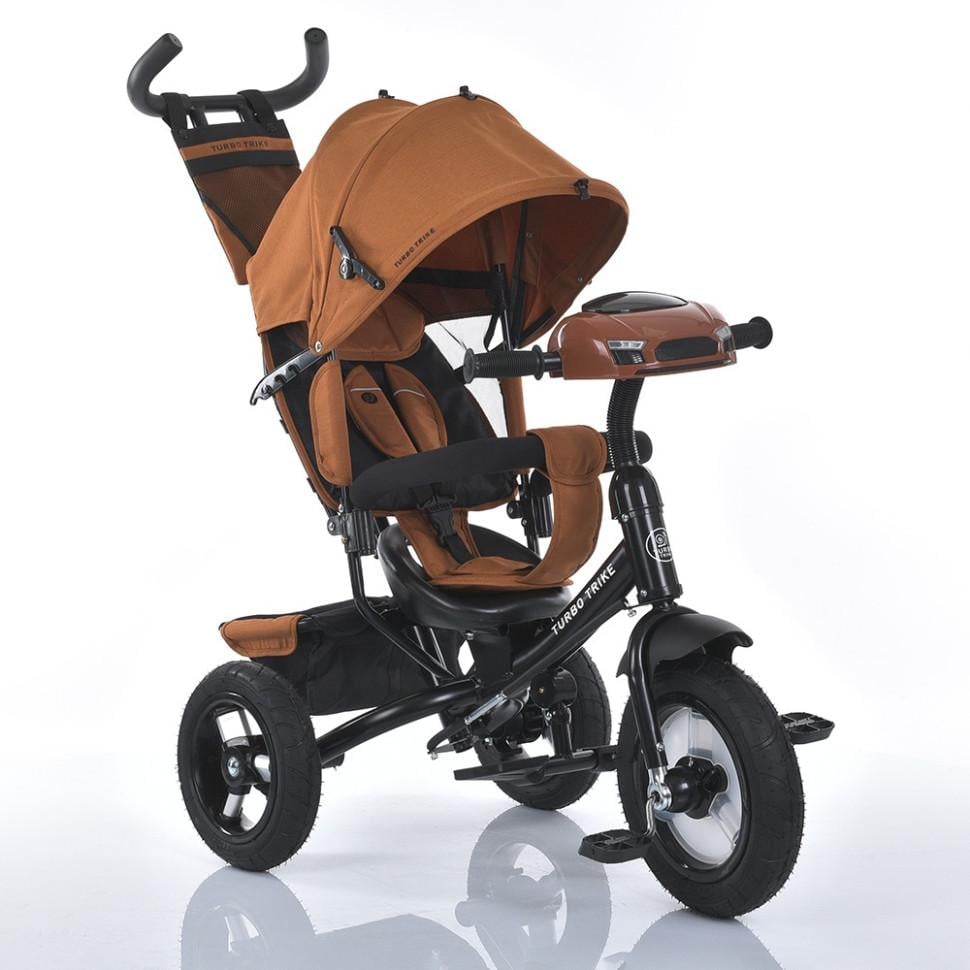 Детский велосипед Turbo Trike трехколесный/колясочная ручка/музыка 10" Оранжевый (DR-171-A-110)