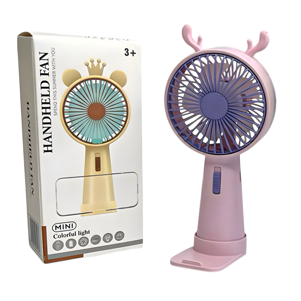 Вентилятор портативний Оленя з ріжками на акумуляторі та USB Рожевий (51-рож-39559) - фото 5 Вентилятор портативний Оленя з ріжками на акумуляторі та USB Рожевий (51-рож-39559) - фото 5