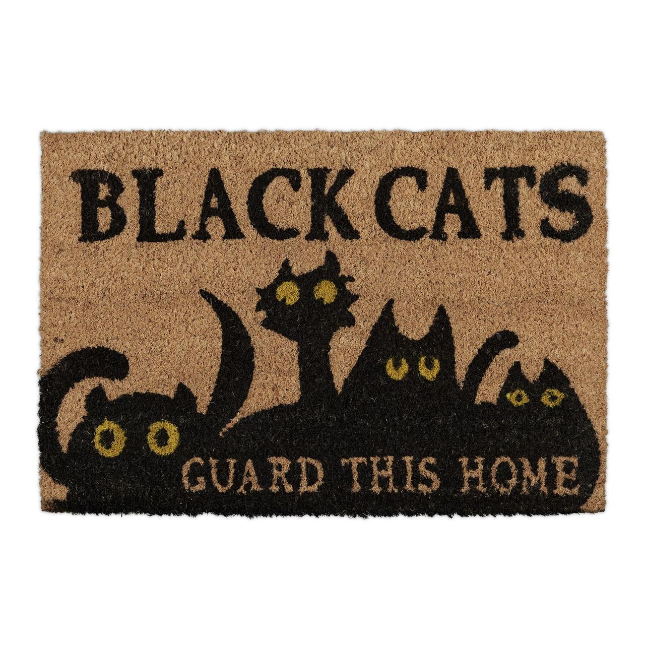 Коврик Relaxdays Black Cats Guard This Home из кокосового волокна 60x40 см (10039438)