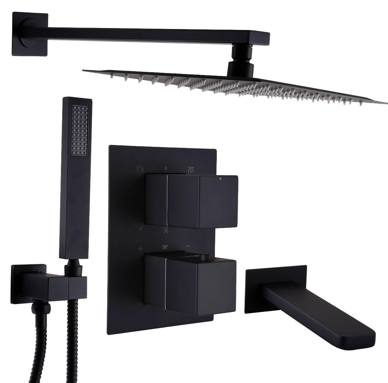 Змішувач для душу вбудований TOPAZ Odiss to 08117-L03-BL-TT з тропічним душем - фото 2