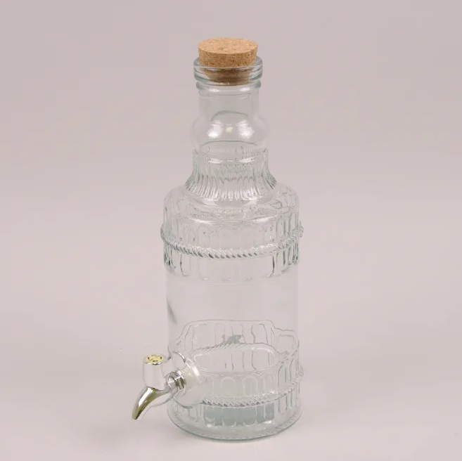 Бутылка стеклянная с краником Flora 2 л Бесцветная 35104