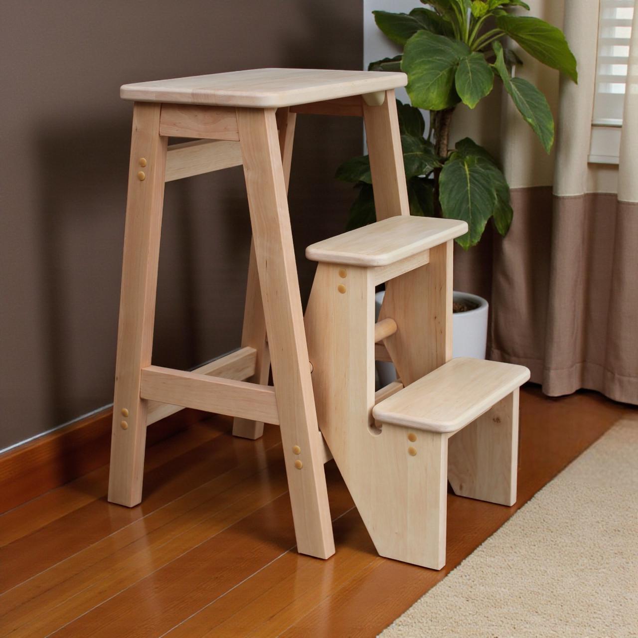 Табурет-лестница деревянный Студія Дерева Вільха Ретро бытовой 3 ступеньки Светлое дерево (31002884)