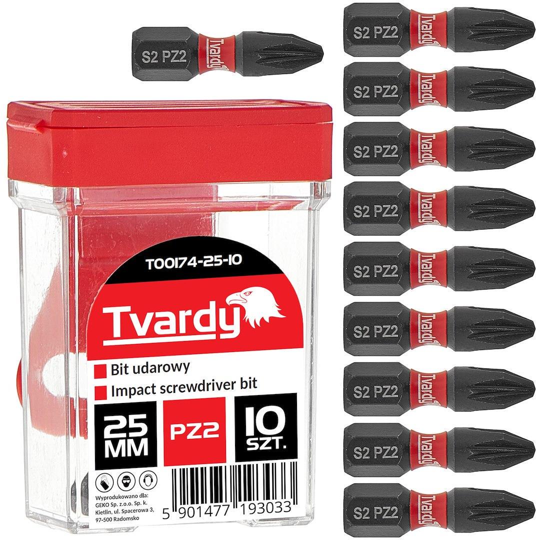Біта ударна Tvardy Pozidriv Pz2 x 25 мм (T00174-25-10) - фото 1 Біта ударна Tvardy Pozidriv Pz2 x 25 мм (T00174-25-10) - фото 1