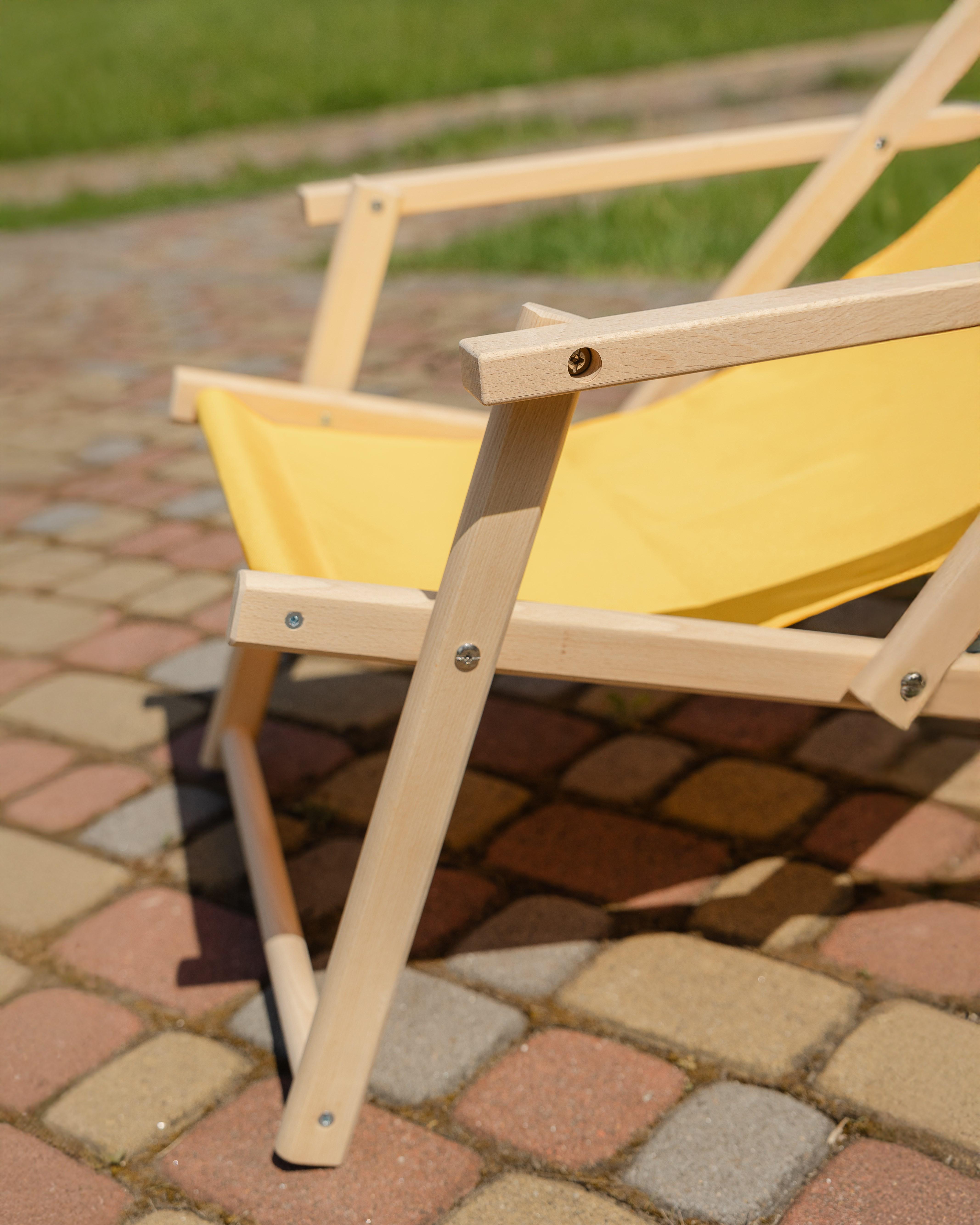 Шезлонг дерев'яний розкладний XRmaster Жовтий (0002237) - фото 2 Шезлонг дерев'яний розкладний XRmaster Жовтий (0002237) - фото 2