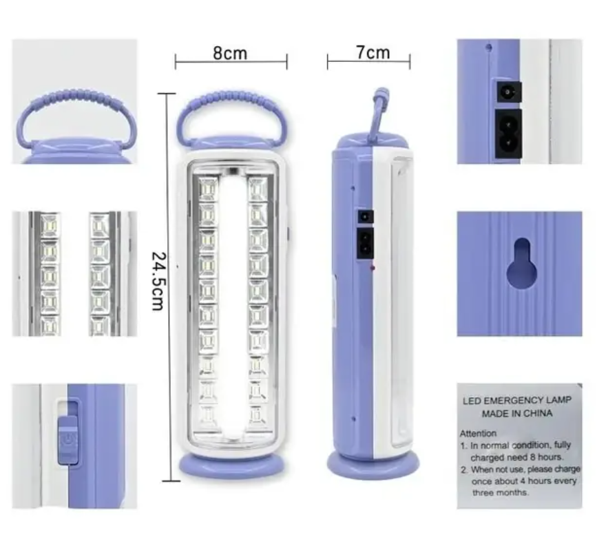 Ліхтар-лампа світлодіодний LJ аварійний акумуляторний 2 режими 1200 мАг Синій (22981455) - фото 4 Ліхтар-лампа світлодіодний LJ аварійний акумуляторний 2 режими 1200 мАг Синій (22981455) - фото 4