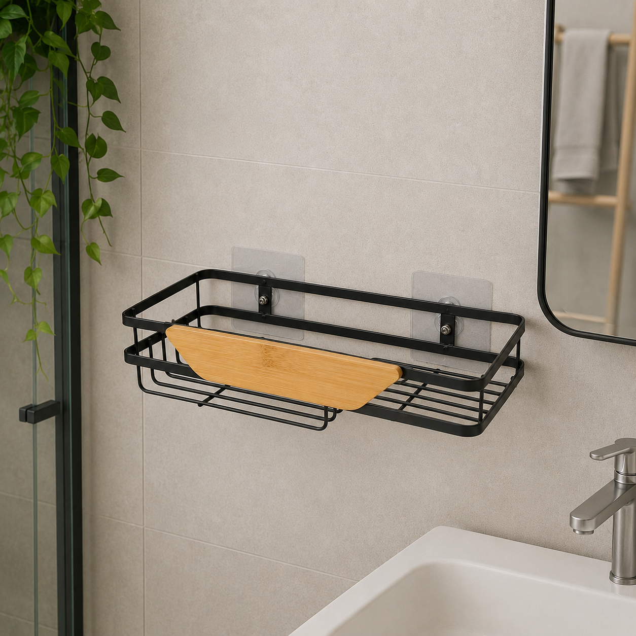 Полка прямоугольная Bathlux для ванной комнаты и кухни для хранения шампуней гелей для душа металлическая 28х115х72 см