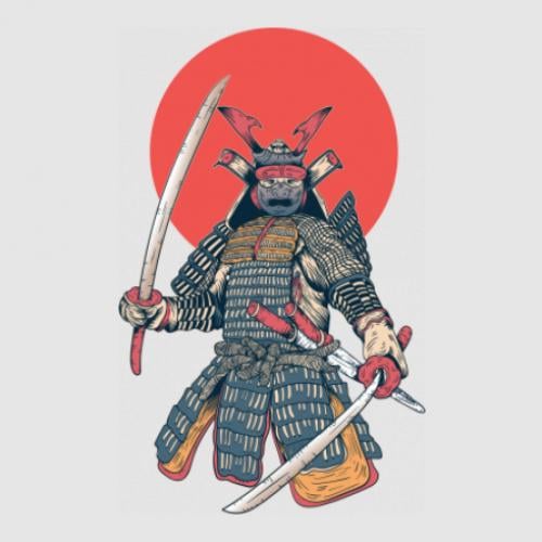 Стикер Samurai and the red sun 34,7x55 см Разноцветный (21560389)