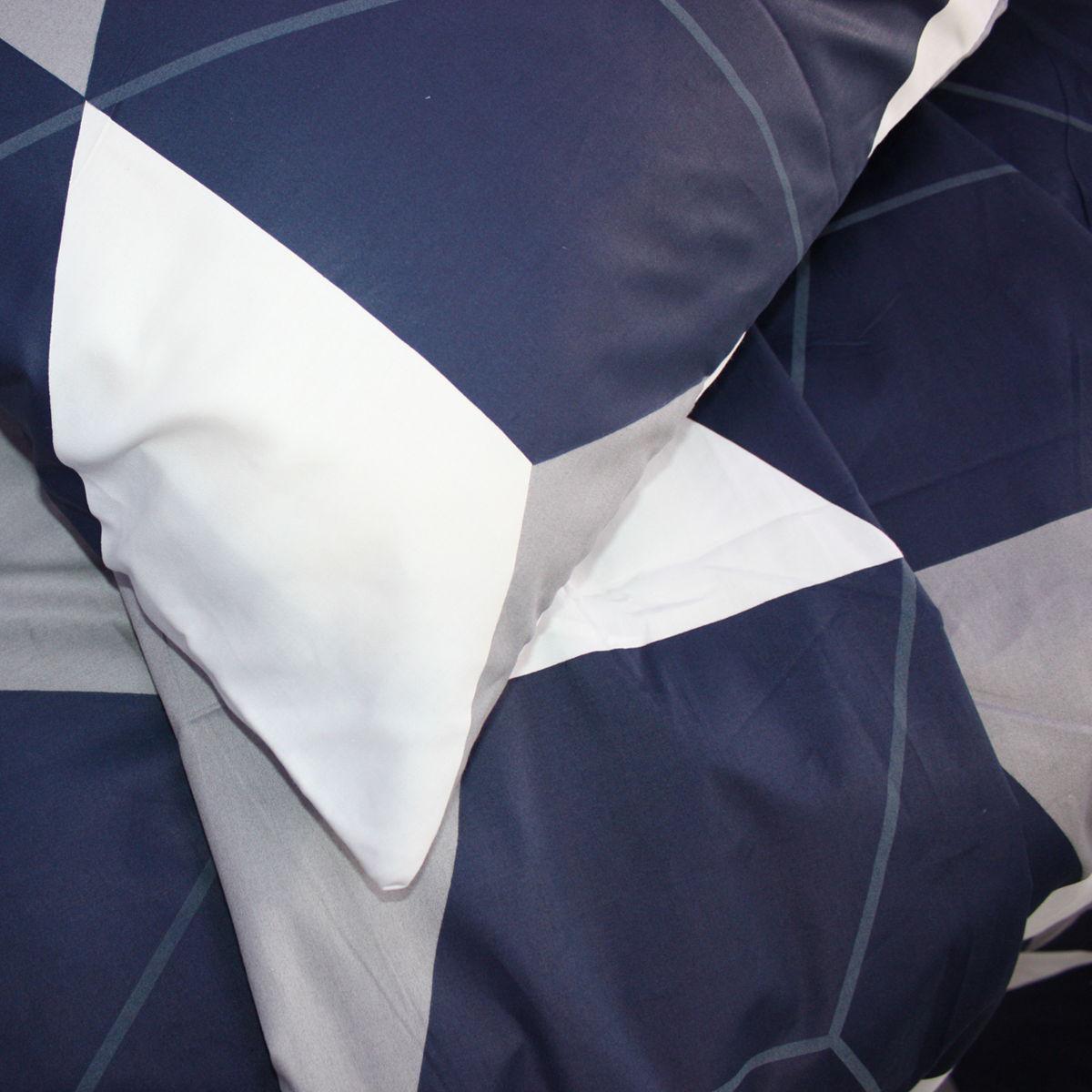 Комплект постільної білизни Еней-плюс С0179 полуторний Синій/Сірий/Білий - фото 2 Комплект постільної білизни Еней-плюс С0179 полуторний Синій/Сірий/Білий - фото 2