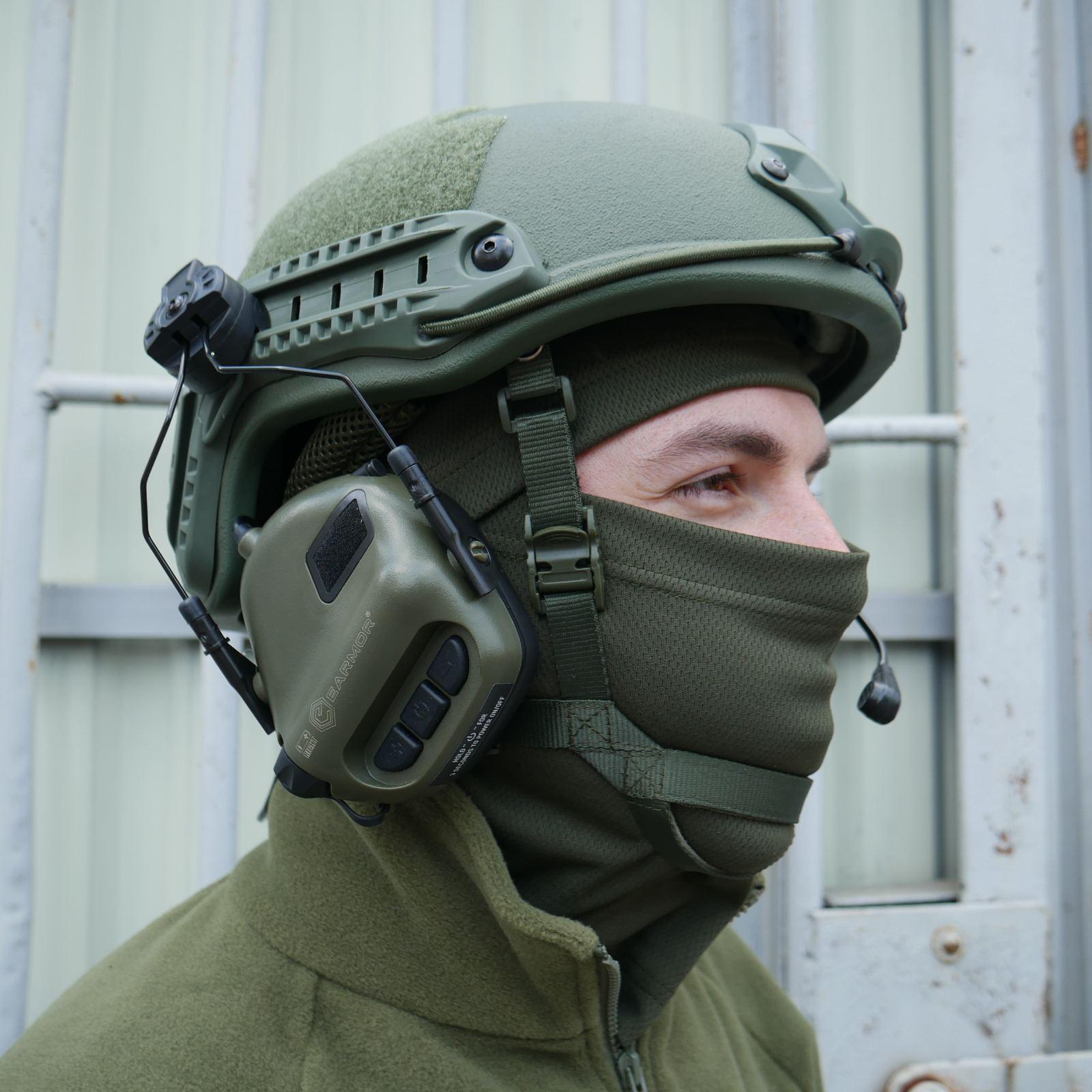 Комплект навушники Earmor M32 з радіогарнітурою та балістичний шолом FAST Helmet M/L Olive - фото 5