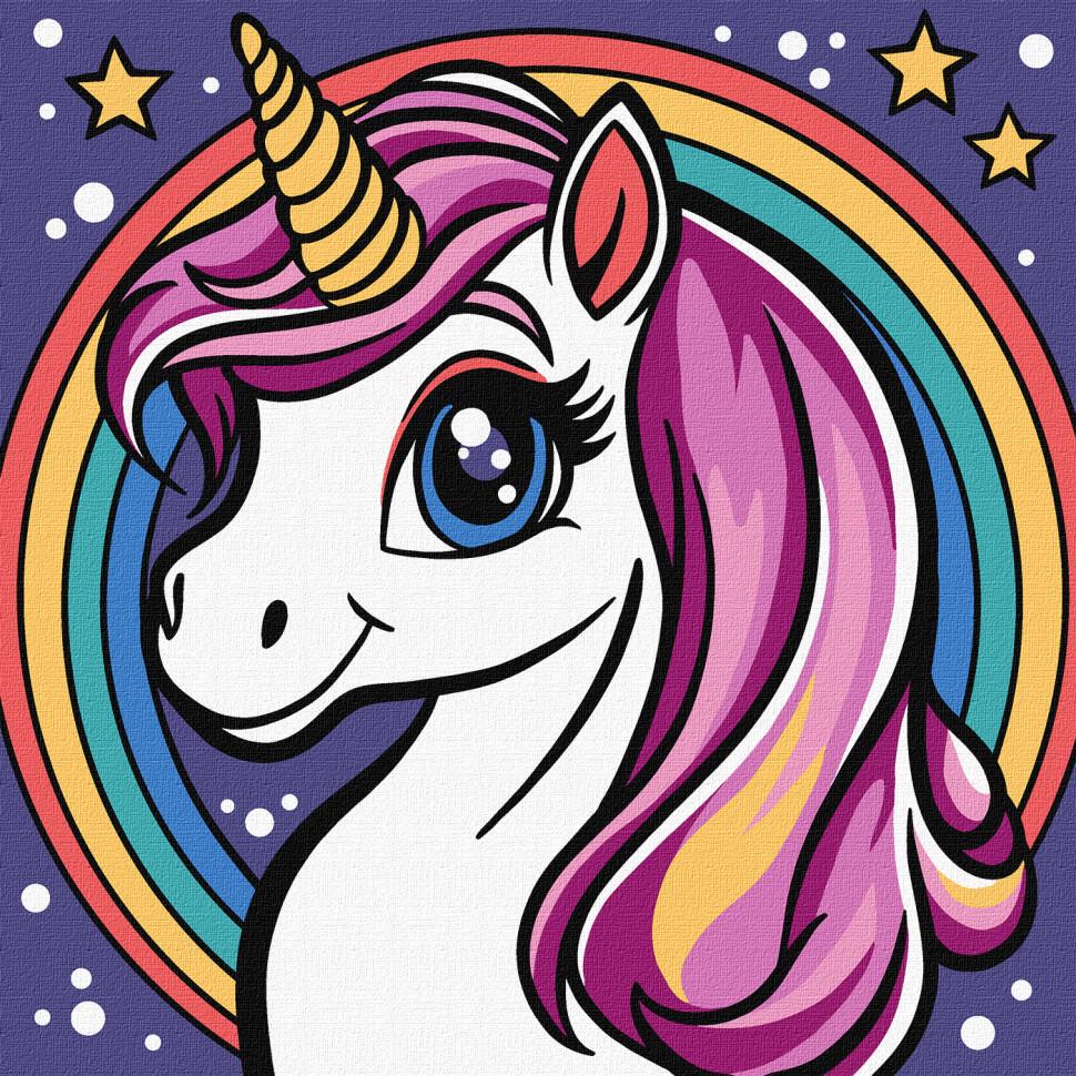 Картина за номерами Ideyka Райдужна єдиноріжка KHO6293 25х25 см (RLT52217)