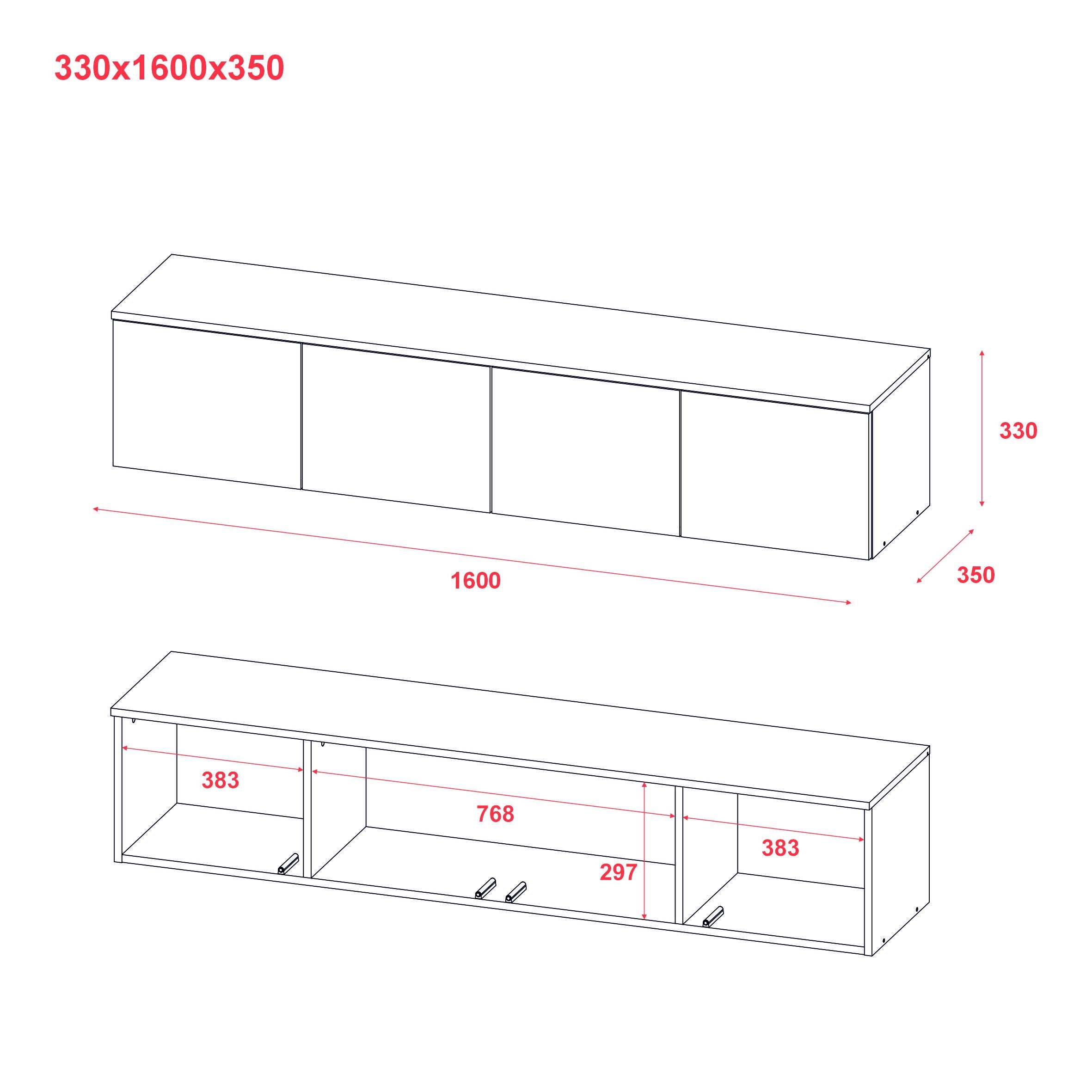 Тумба ТВ Doros Левия 4Д 160х35х33 см Белое дерево (41516117) - фото 6 Тумба ТВ Doros Левия 4Д 160х35х33 см Белое дерево (41516117) - фото 6