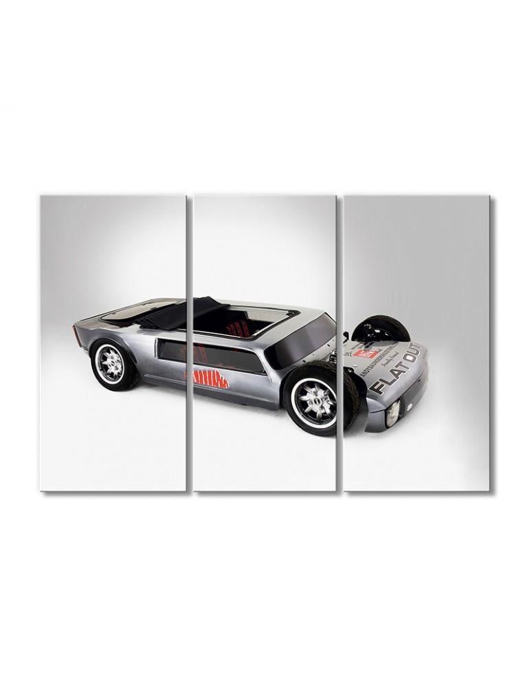 Картина модульная Серебристая низкая машина 3 модуля 120x180 см