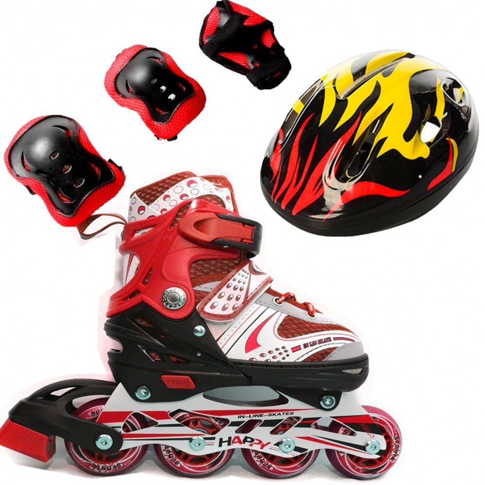 Ролики детские набор Happy Combo EcoLine защита/шлем р. 34-38 Красный2 (2T3007E)