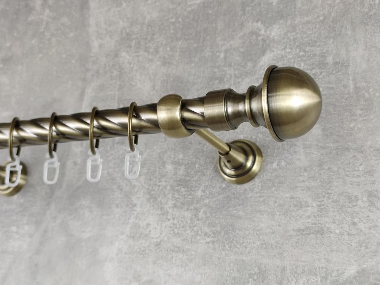 Карниз MStyle металлический для штор однорядный Бостон 25 мм крученый 160 см Антик (5011228)