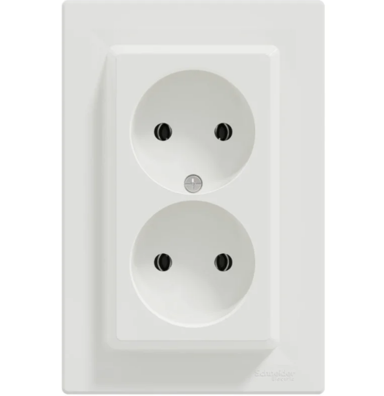 Розетка подвійна Schneider Asfora Білий (27615830)