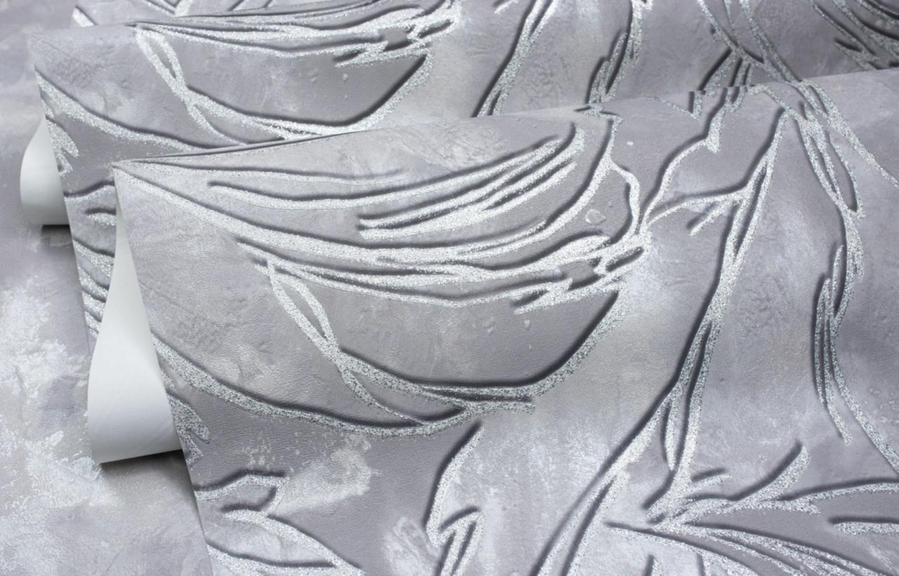 Шпалери флізелінові SINTRA Mateo 532218 декор вініл гарячого тиснення 1,06х10,05 м Сірий