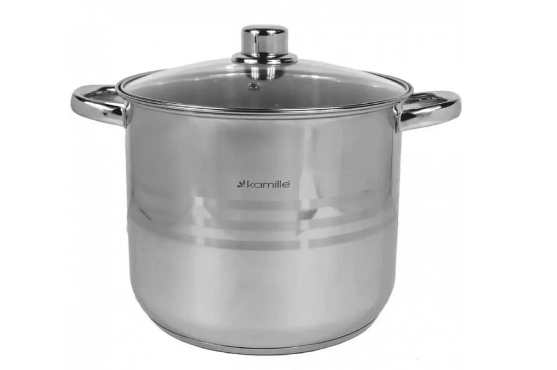 Каструля з кришкою Kamille висока з нержавіючої сталі 8,5 л (5403)