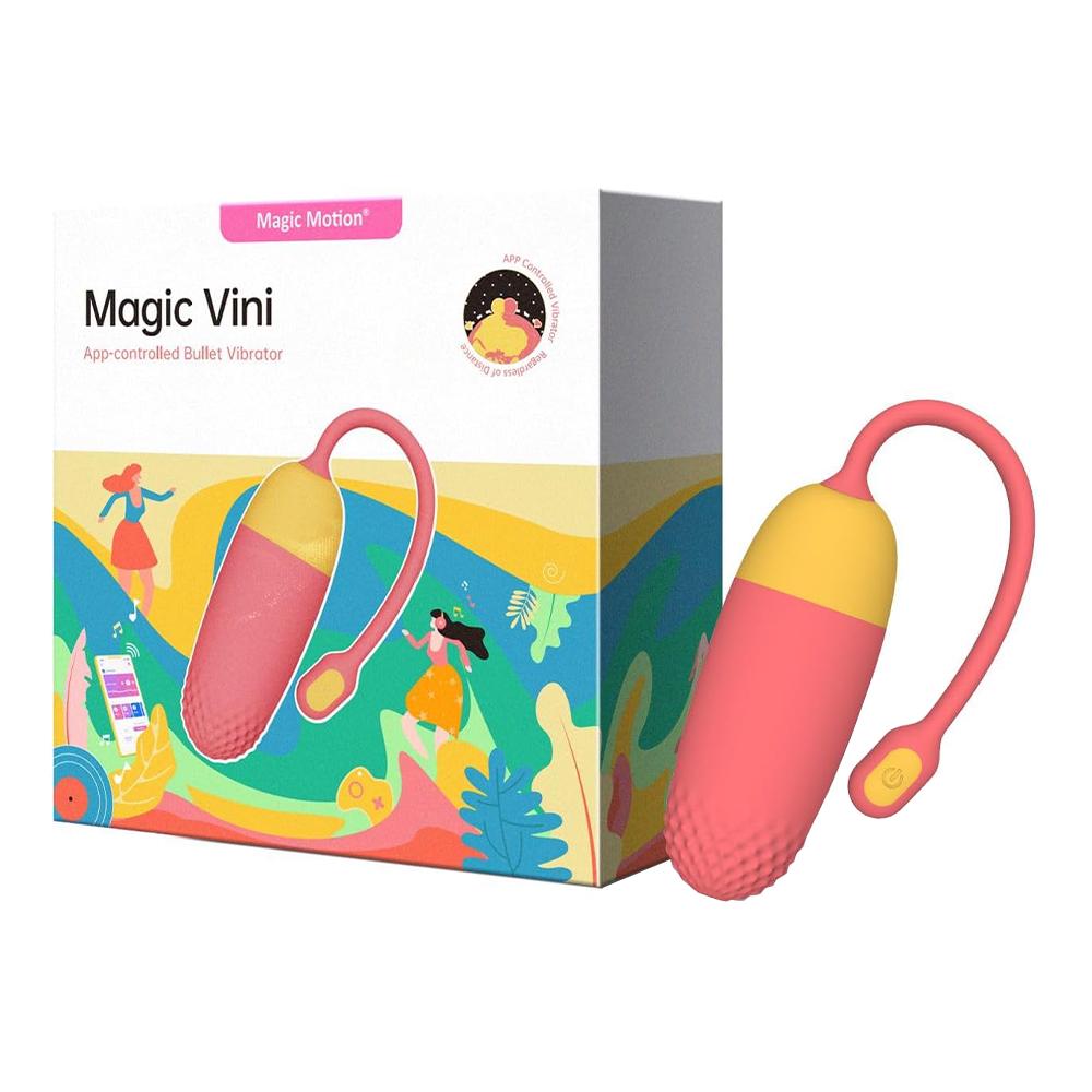 ᐉ Віброяйце Magic Motion Magic Vini 10 см Рожевий з помаранчевим (32147 ...