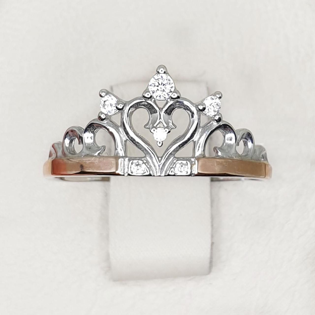 Кольцо серебряное Корона с кубическим цирконием р. 15,5 1,09 г (1413179561)