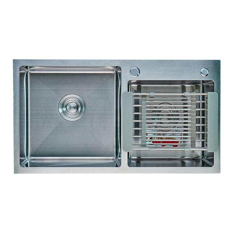 Мойка Zerix ZH7843DS-215 3.0/1.0 с диспенсером и сушилкой для посуды Satin (ZM5570)