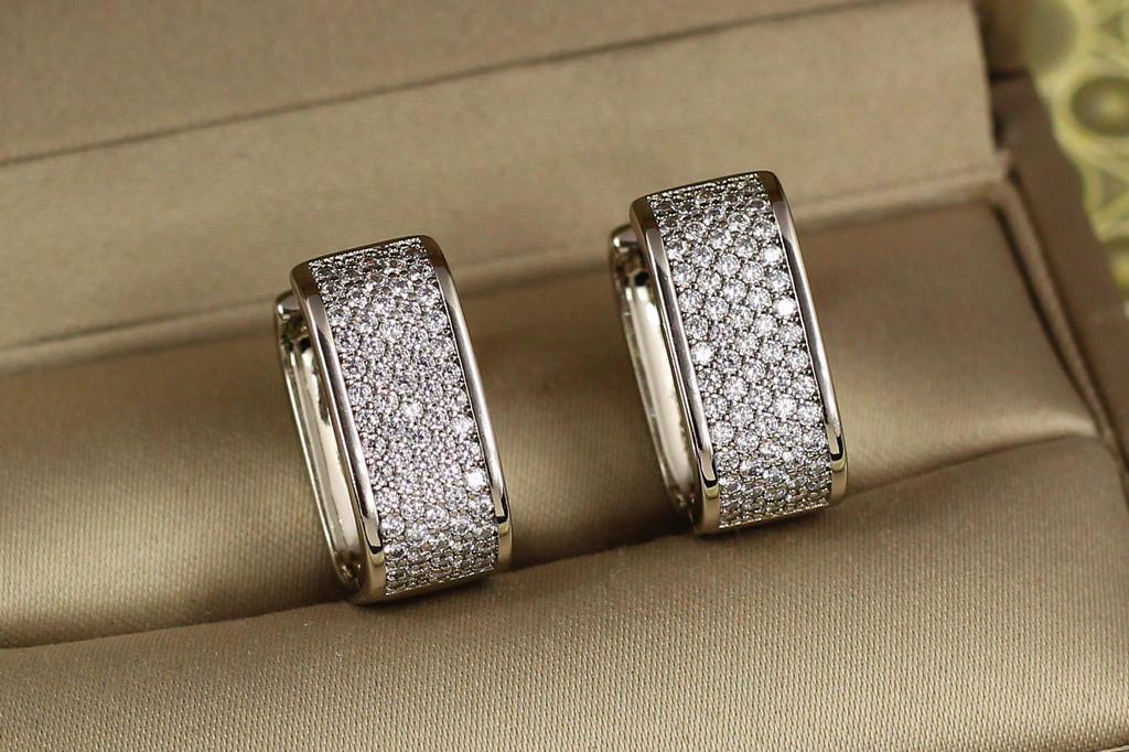 Серьги Xuping Jewelry квадратные колечки 1,8 см Серебристый