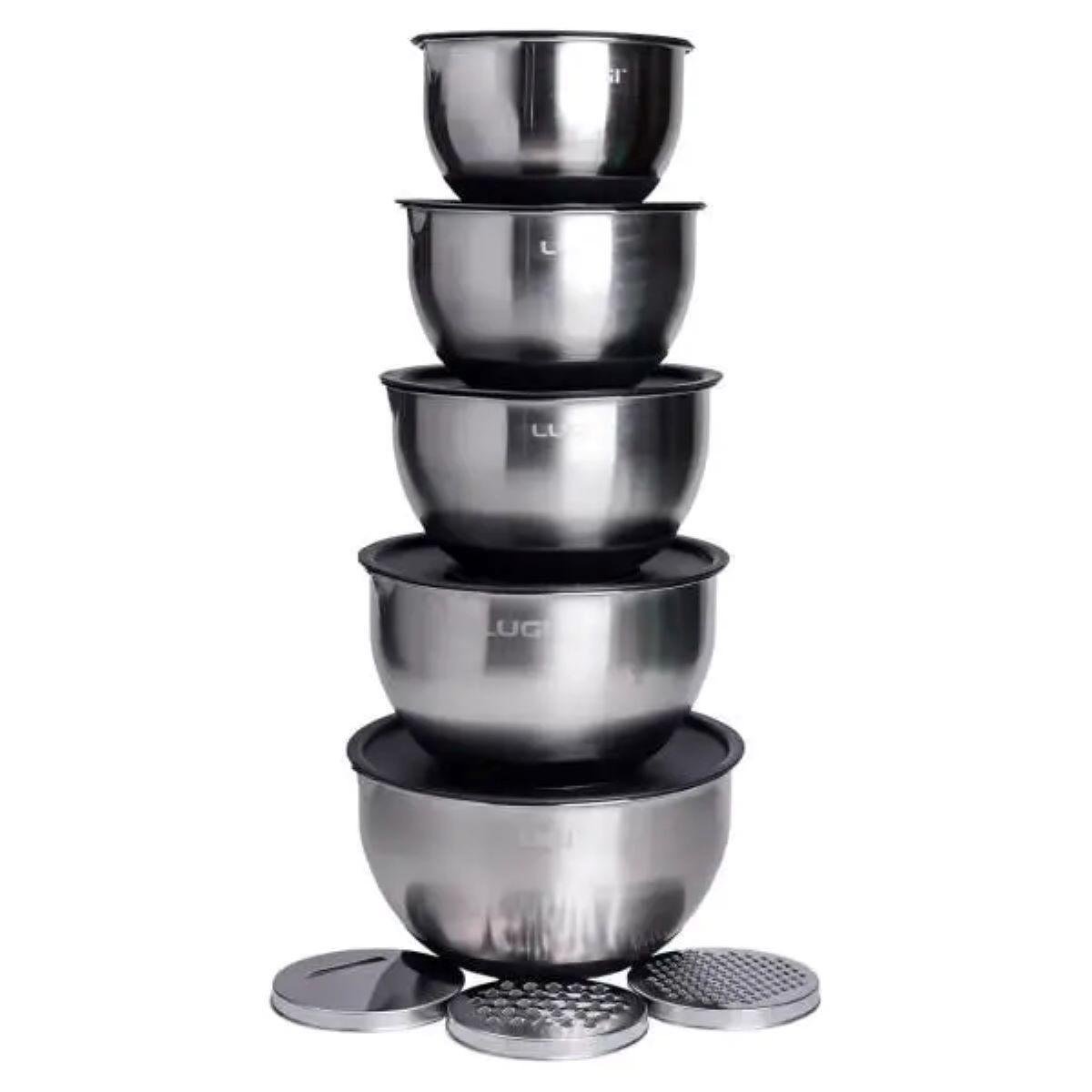 Набор блюд из нержавеющей стали с крышками и терками 5 шт. 5/4/2,5/2/1,5 л (LG-01/5PCS) - фото 3 Набор блюд из нержавеющей стали с крышками и терками 5 шт. 5/4/2,5/2/1,5 л (LG-01/5PCS) - фото 3