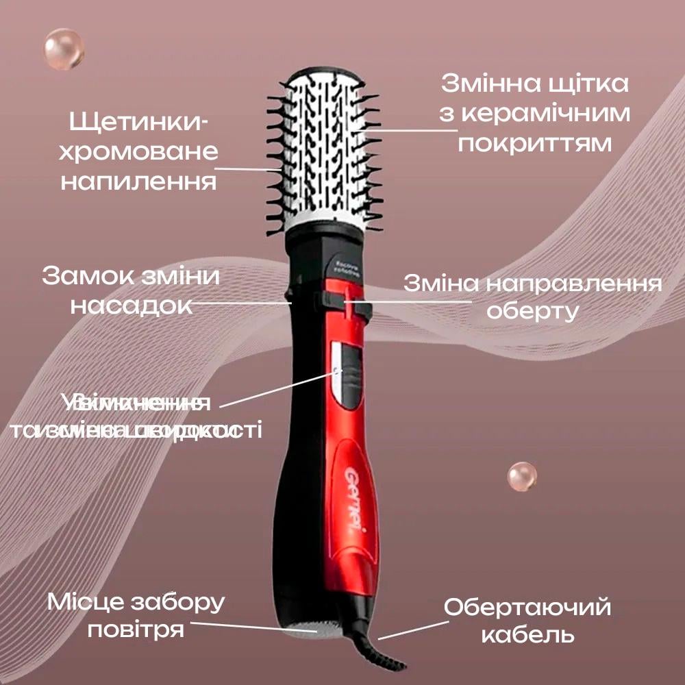 Стайлер для укладки волос Gemei GM-4828 3в1 с насадками 1000 Вт Red (23447965) - фото 4 Стайлер для укладки волос Gemei GM-4828 3в1 с насадками 1000 Вт Red (23447965) - фото 4