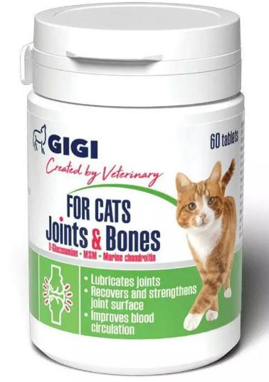 Вітаміни для профілактики та лікування захворювань суглобів у котів Gigi FOR CATS Joints&Bones 60 табл (00-00032135)