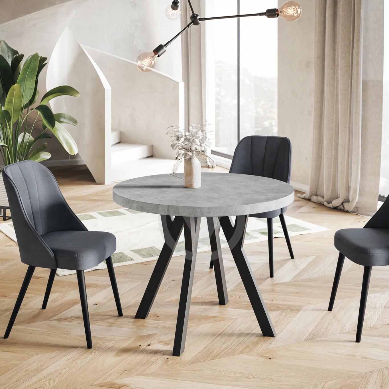 Стол кухонный круглый RoMax Lite Loft 80 см Бетон/Черный - фото 2