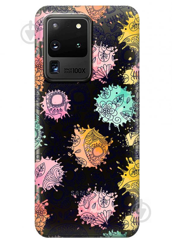 Прозрачный силиконовый чехол iSwag для Samsung Galaxy S20 Ultra Красочные черепа (M1177)