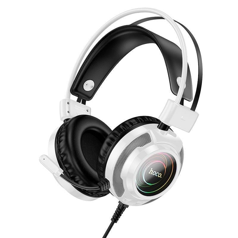 Наушники Hoco W110 с микрофоном USB и AUX для ПК Белый (613331)