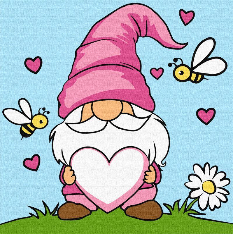 Картина по номерам Ideyka для детей Влюбленный гном 25х25 см (2867221976)