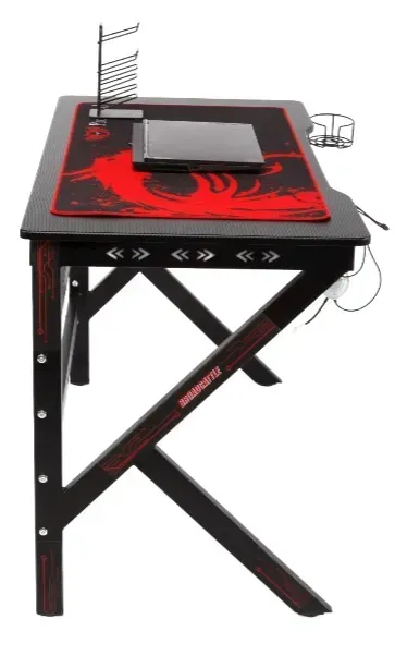 Комп’ютерний стіл ігровий RGB з тримачем для навушників Чорний (29714298) - фото 4