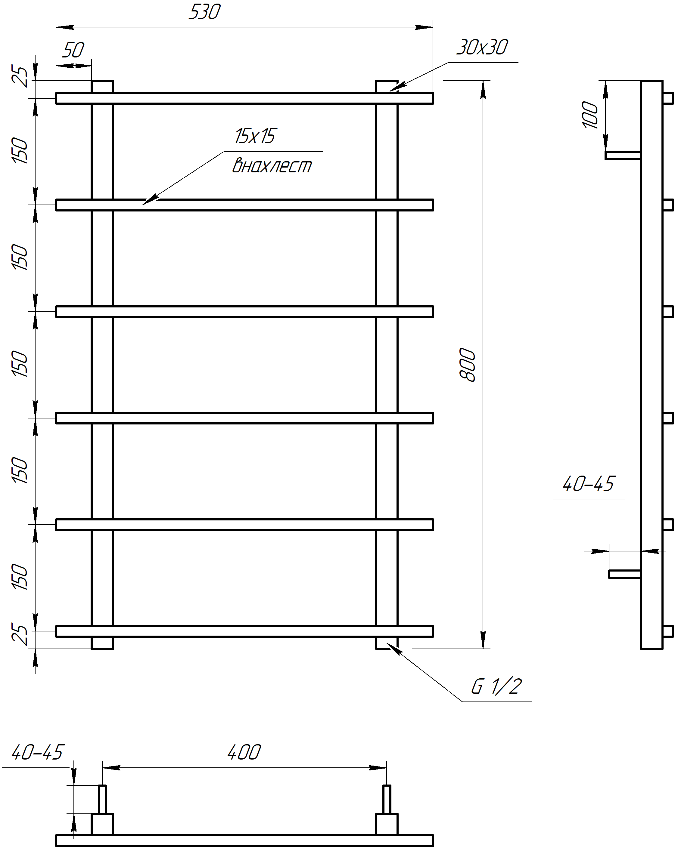 Рушникосушарка водяна Genesis Aqua Kioto 120x53 см Чорний (2268) - фото 2