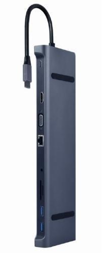 Док-станция Cablexpert 9-в-1, Grey, Type-C: 3xUSB 3.1, 1xHDMI, 1xVGA, 1xType-C (87 Вт), 1xGLan, 1xSD, 1xTF (microSD), 1x3.5 мм, Док-станция Cablexpert 9-в-1, Grey, Type-C: 3xUSB 3.1, 1xHDMI, 1xVGA, 1xType-C (87 Вт), 1xGLan, 1xSD, 1xTF (microSD), 1x3.5 мм,