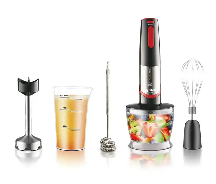 Блендер заглибний BITEK з насадками 5в1 1800 W Червоний (BT-337)