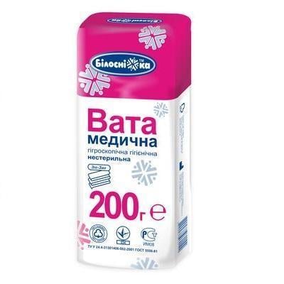 Вата нестерильна Білосніжка гігроскопічна зиг-заг 200 г (000002773)